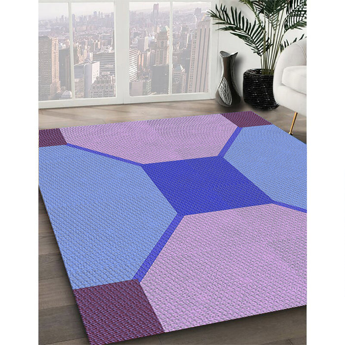 Patterned Purple Mimosa Purple Rug in Family Room, pat3366blu