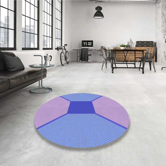 Round Patterned Purple Mimosa Purple Rug in a Office, pat3366blu