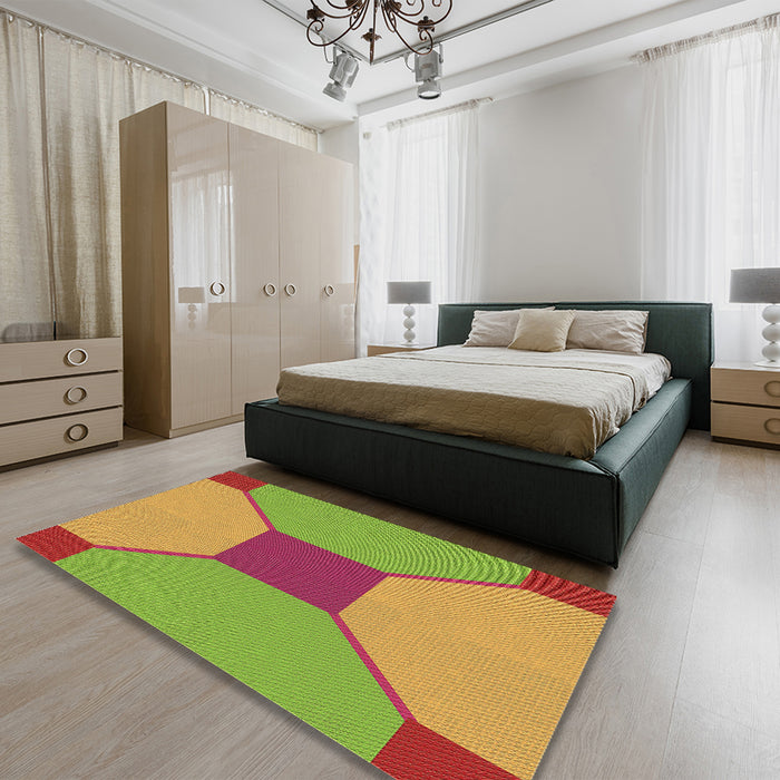 Patterned Pistachio Green Rug in a Bedroom, pat3366brn