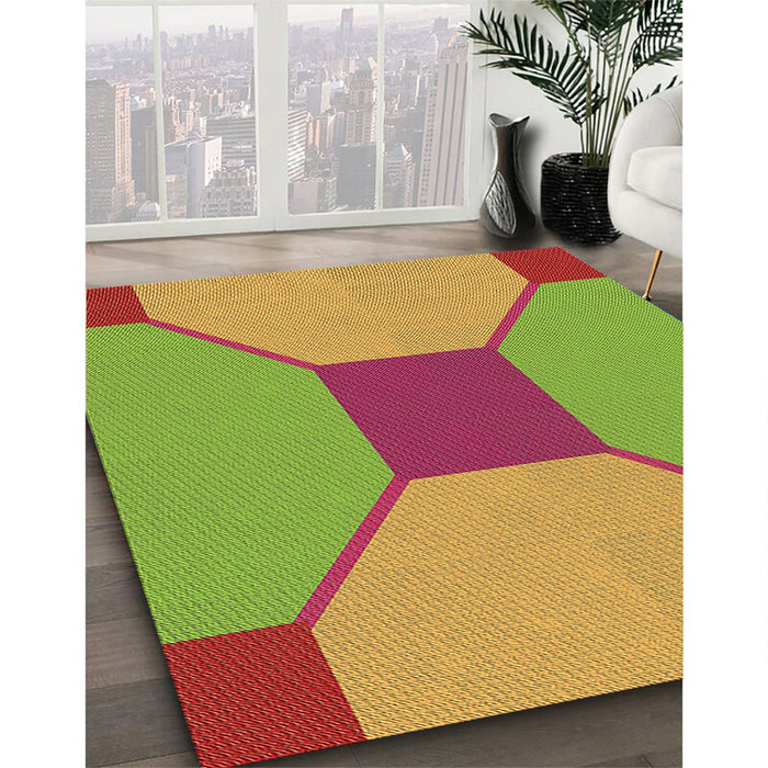 Patterned Pistachio Green Rug in Family Room, pat3366brn