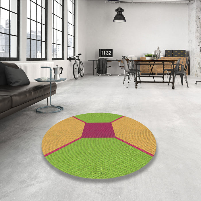 Round Patterned Pistachio Green Rug in a Office, pat3366brn