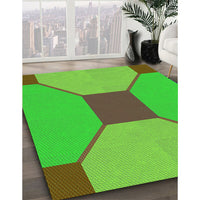 Patterned Dark Lime Green Rug, pat3366grn