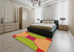 Patterned Orange Red Orange Rug in a Bedroom, pat3366org