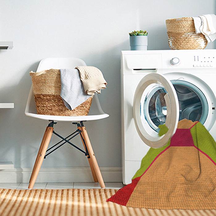 Machine Washable Transitional Orange Red Orange Rug in a Washing Machine, wshpat3366org