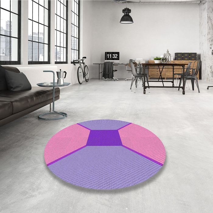 Round Patterned Neon Pink Rug in a Office, pat3366pur