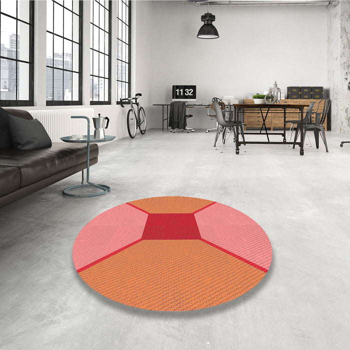 Round Patterned Ruby Red Rug in a Office, pat3366rd