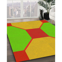 Patterned Bright Green Rug, pat3366yw