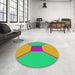 Round Patterned Green Modern Rug in a Office, pat3366