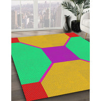 Patterned Green Modern Rug, pat3366