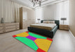 Machine Washable Transitional Green Rug in a Bedroom, wshpat3366