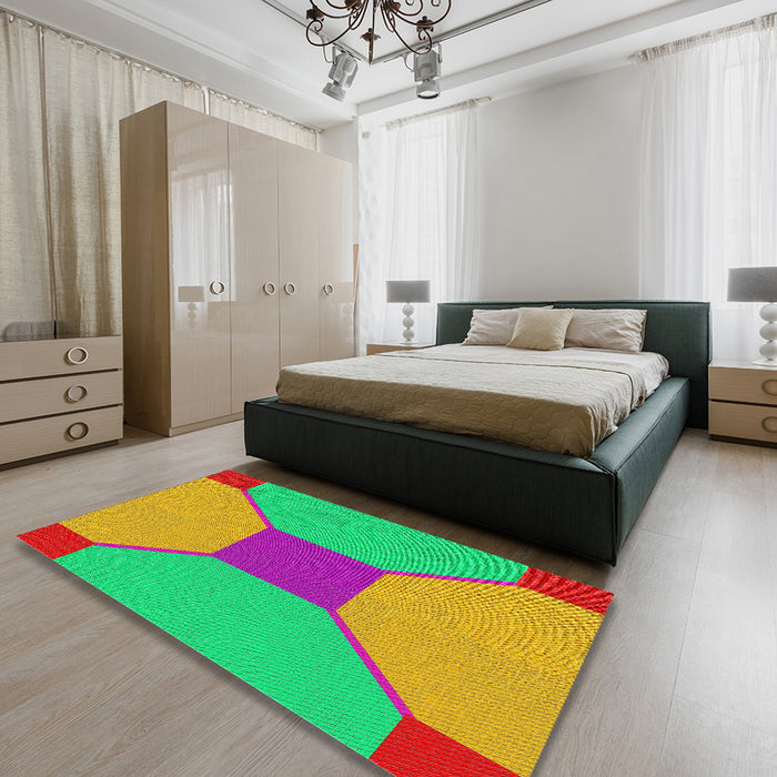 Machine Washable Transitional Green Rug in a Bedroom, wshpat3366