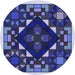 Square Machine Washable Transitional Denim Dark Blue Rug in a Living Room, wshpat3367blu