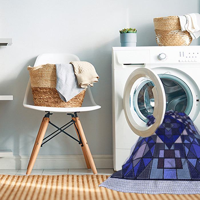 Machine Washable Transitional Denim Dark Blue Rug in a Washing Machine, wshpat3367blu