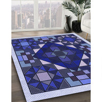 Patterned Denim Dark Blue Rug, pat3367blu