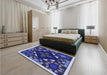 Patterned Denim Dark Blue Rug in a Bedroom, pat3367blu