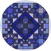 Square Patterned Denim Dark Blue Rug, pat3367blu