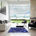 Square Patterned Denim Dark Blue Rug in a Living Room, pat3367blu