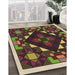 Machine Washable Transitional Dark Scarlet Red Rug in a Family Room, wshpat3367brn