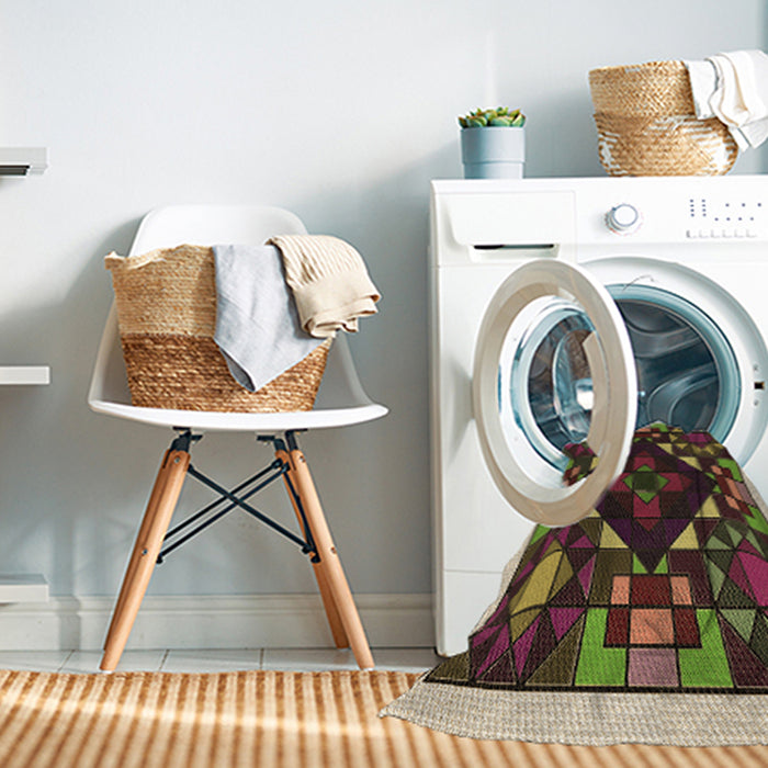 Machine Washable Transitional Dark Scarlet Red Rug in a Washing Machine, wshpat3367brn