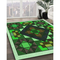 Patterned Dark Forest Green Rug, pat3367grn