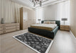 Patterned Charcoal Black Rug in a Bedroom, pat3367gry