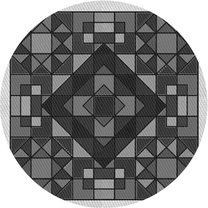 Square Patterned Charcoal Black Rug, pat3367gry