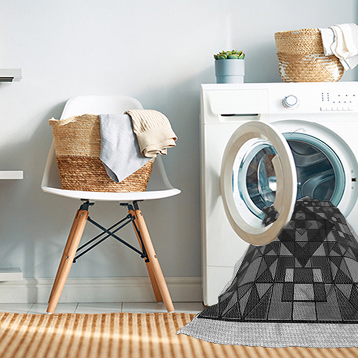 Machine Washable Transitional Charcoal Black Rug in a Washing Machine, wshpat3367gry