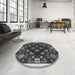 Round Patterned Charcoal Black Rug in a Office, pat3367gry