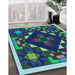 Machine Washable Transitional Green Rug in a Family Room, wshpat3367lblu