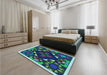 Patterned Green Rug in a Bedroom, pat3367lblu