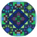 Square Patterned Green Rug, pat3367lblu