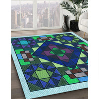 Patterned Green Rug, pat3367lblu