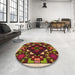 Round Patterned Peru Brown Rug in a Office, pat3367org