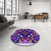 Round Patterned Lilac Purple Rug in a Office, pat3367pur