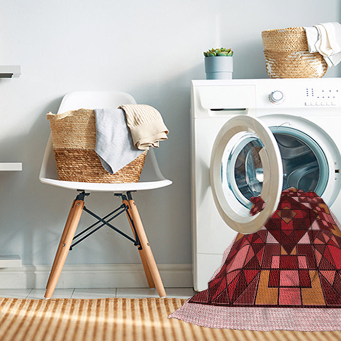 Machine Washable Transitional Crimson Red Rug in a Washing Machine, wshpat3367rd