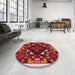 Round Patterned Crimson Red Rug in a Office, pat3367rd