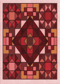 Machine Washable Transitional Crimson Red Rug, wshpat3367rd