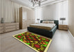 Patterned Maroon Red Rug in a Bedroom, pat3367yw