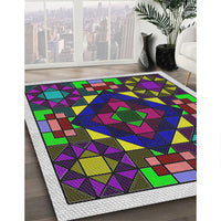 Patterned Dark Purple Modern Rug, pat3367