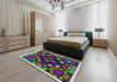 Patterned Dark Purple Modern Rug in a Bedroom, pat3367