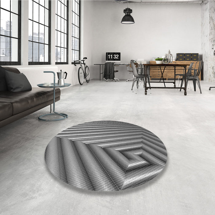 Round Patterned Dark Gray Rug in a Office, pat3368gry