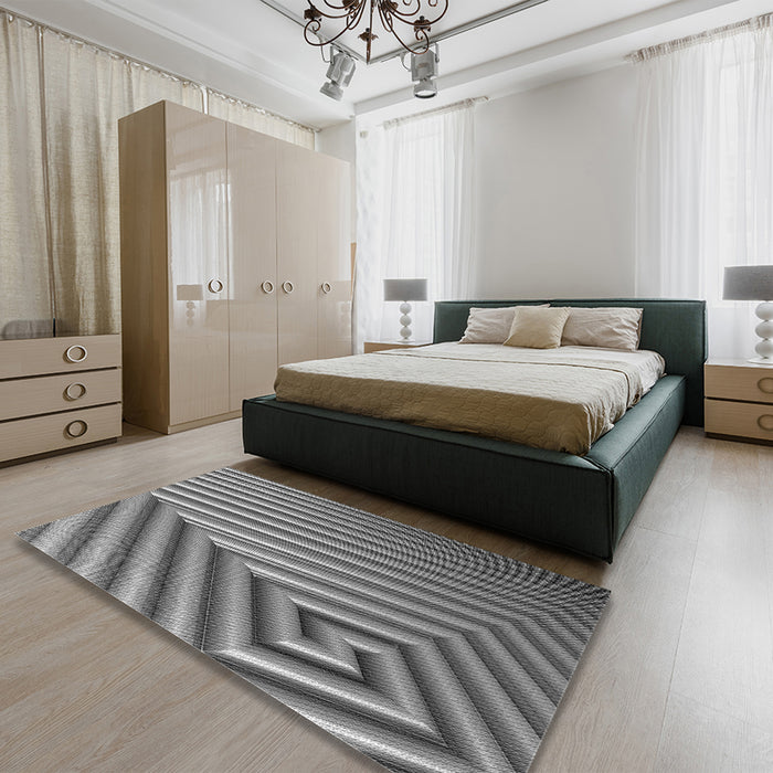 Patterned Dark Gray Rug in a Bedroom, pat3368gry