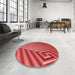 Round Patterned Red Rug in a Office, pat3368rd