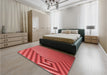 Patterned Red Rug in a Bedroom, pat3368rd