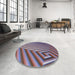 Round Machine Washable Transitional Purple Rug in a Office, wshpat3368