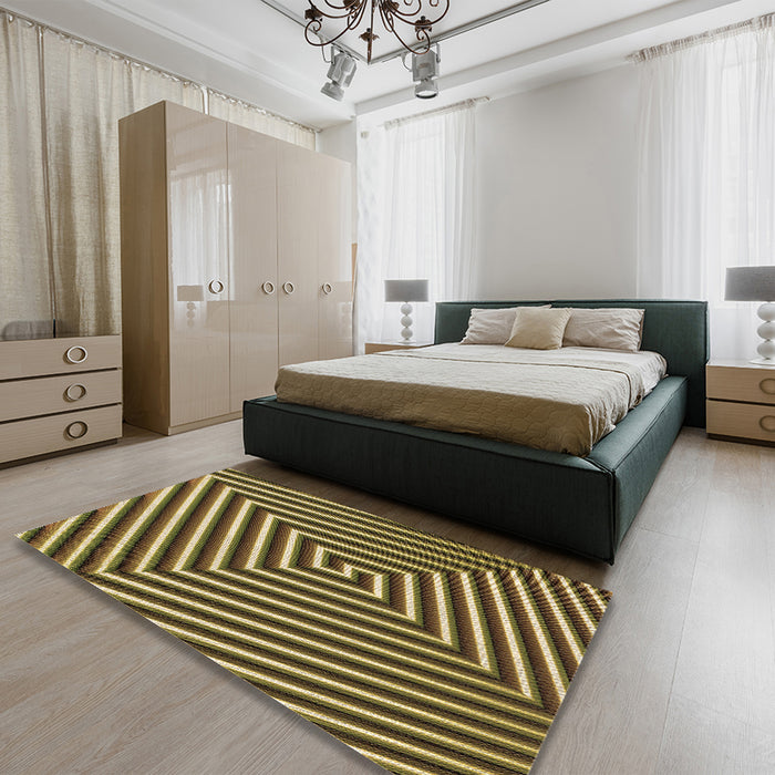 Patterned Metallic Gold Rug in a Bedroom, pat3369brn