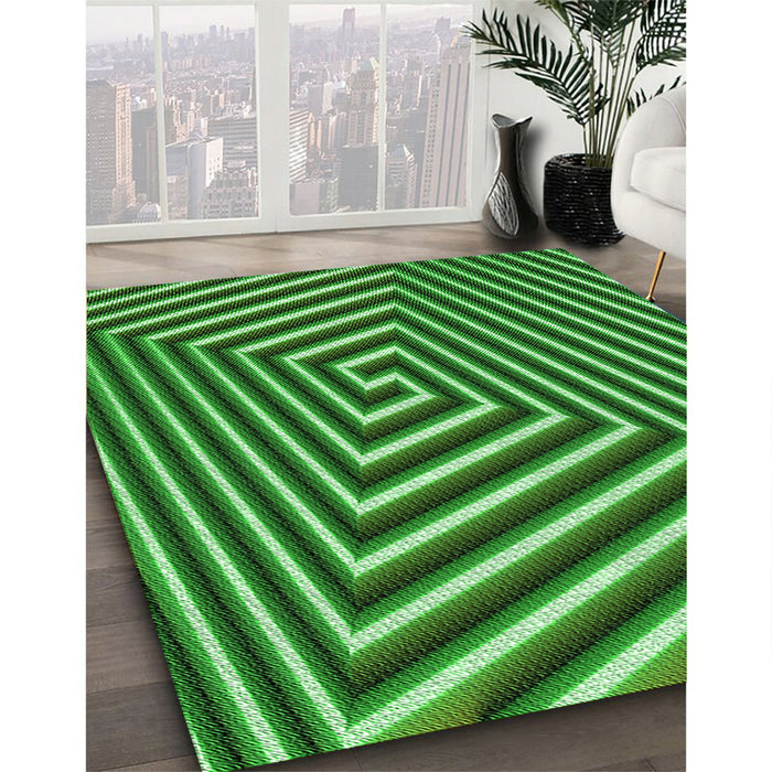 Patterned Deep Emerald Green Rug in Family Room, pat3369grn