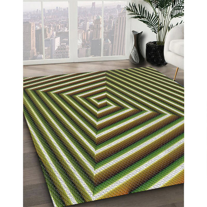 Patterned Avocado Green Novelty Rug in Family Room, pat3369
