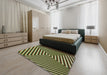 Patterned Avocado Green Novelty Rug in a Bedroom, pat3369