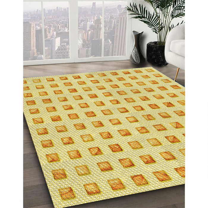 Machine Washable Transitional Yellow Rug in a Family Room, wshpat3370yw